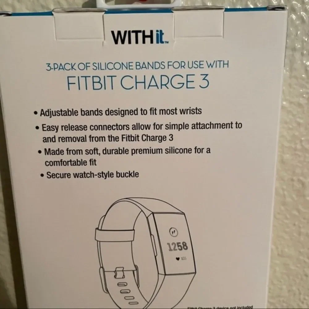 WITHit 3 pack silicone Band for FITBIT charge 3